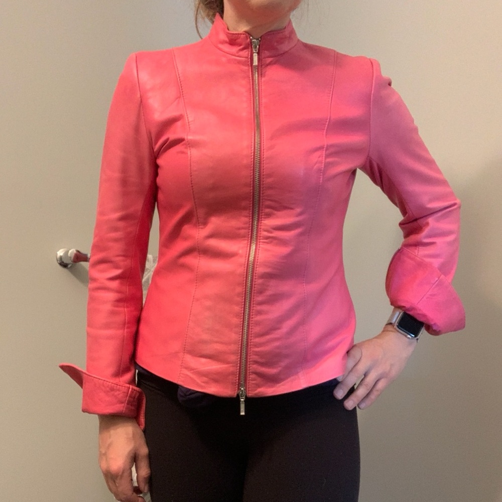 Danier leather fitted jacket - Hot Pink